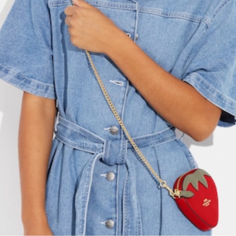 Coach Red Strawberry Shaped Leather Crossbody Bag - Picture 5 of 5